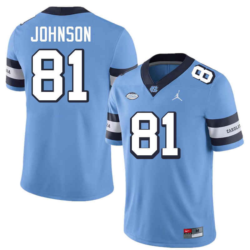 #81 Aziah Johnson North Carolina Tar Heels Jerseys,Apparels,Uniforms Stitched-Throwback Blue